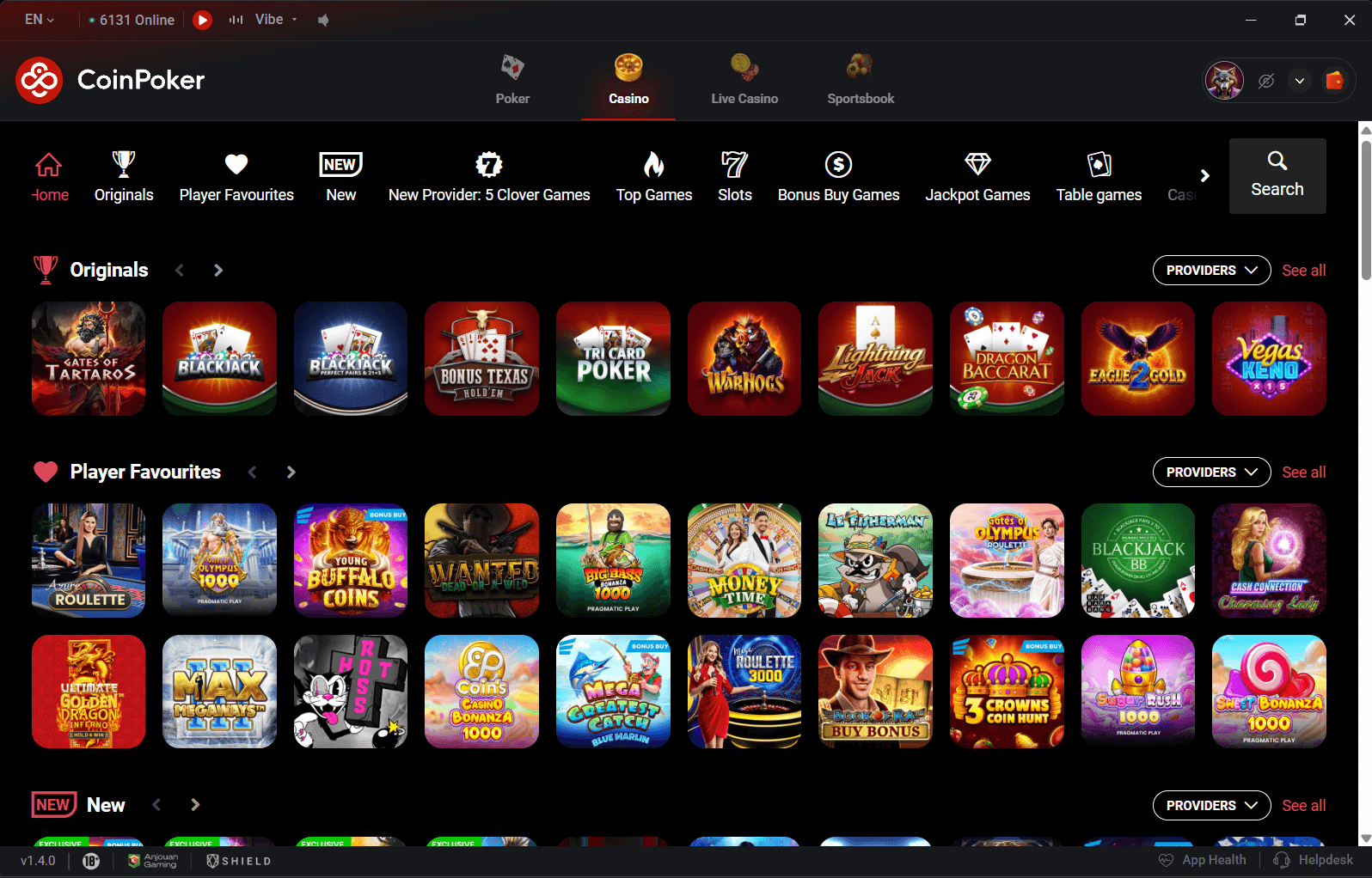 CoinPoker Casino Lobby FT